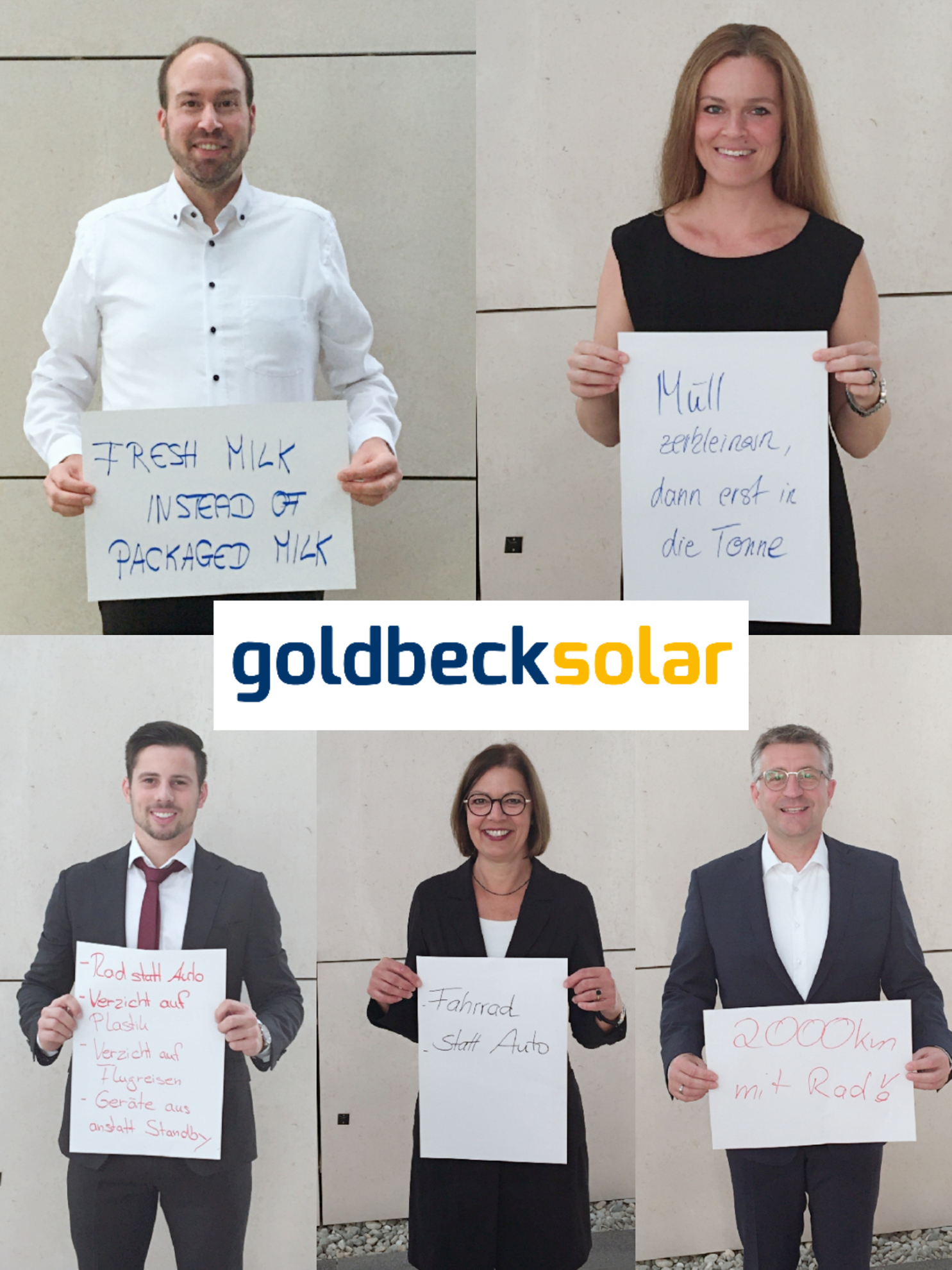 Mitarbeiter von Goldbeck Solar positionieren sich zur Nachhaltigkeit