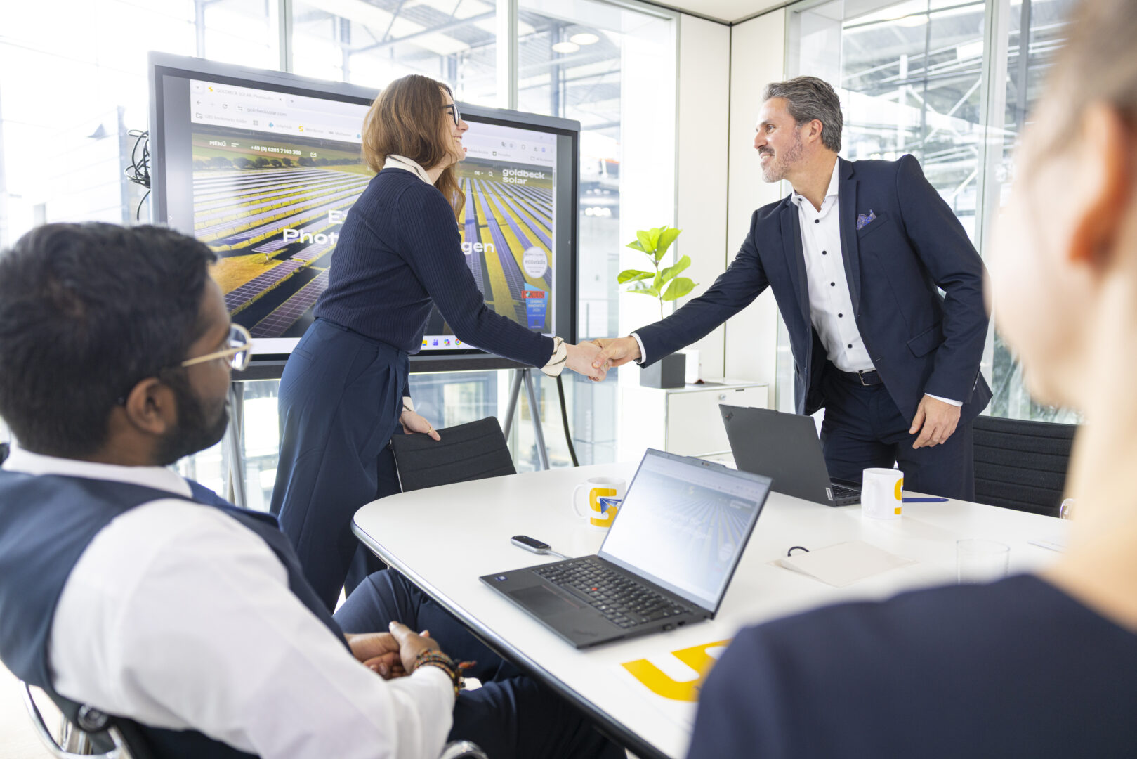 Handshake between a man and a woman