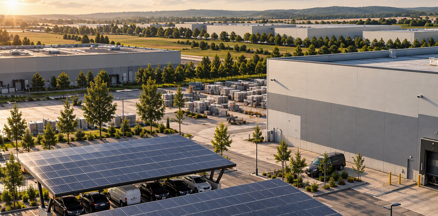 Aparcamientos solares vistos desde un dron - Generado por IA